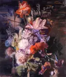 Mircea Maurice Novac, Flori (Based on Jan van Huysum), 2018, ulei pe pânză