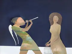 Felix Aftene, Adorație, 2017, acrilic pe pânză