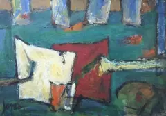 Marcel Janco, Compoziție (IV), 1945, ulei pe carton