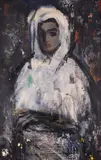 Friedrich von Bömches, Tânără cu rochie albă, ulei pe lemn