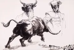 La sangre derramada by Marcel Chirnoagă, peniță pe hârtie, sold May 2026