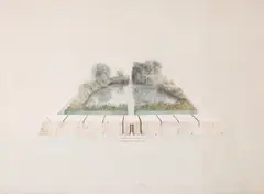 Wanda Mihuleac, L'île première des Fortunae Insulae, 1983, acuarelă, creion și accente de tempera