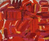 Genko Genkov, Landscape in red, 1988, oil on canvas