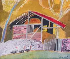 Lyuben Zidarov, Turkeys, oil on canvas