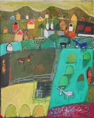 Lyuben Zidarov, Donkey stories, oil on cardboard