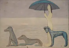 Nusha Goeva, Under the umbrella, oil on canvas