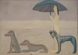 Nusha Goeva, Under the umbrella, oil on canvas