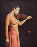 Nikolai Karadzhov, The red violin, 2003, oil on canvas