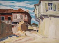 Nikola Tanev, Sozopol street, 1927, oil on canvas laid on cardboard