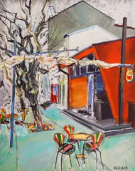 Yuri Bukov, The colorful coffee place, mid-1990's, oil on canvas