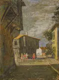 Vasil Stoilov, Sozopol, 1950s, gouache and oil pastel on paper