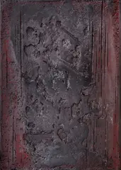 Petar Dochev, Composition in red, 1989, oil, texture paste and graphite on wood