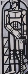 Worker (Cutter) by Atanas Yaranov, tempera on cardboard laid on hardboard, sold May 2026
