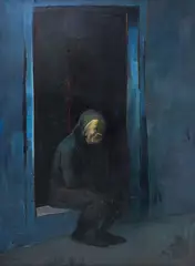 Dimitar Lalev, On the threshold, oil on canvas