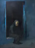 Dimitar Lalev, On the threshold, oil on canvas