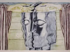 Luben Dimanov, Theatrical motive, 1971, drypoint