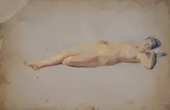 Hristo Berberov, Nude, around 1906, dry pastel on tinted cardboard