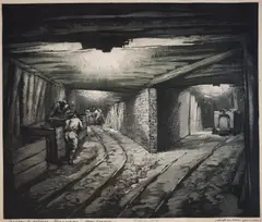 Peter Morozov, The mines, aquatint on paper