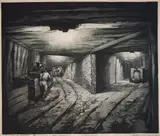 Peter Morozov, The mines, aquatint on paper