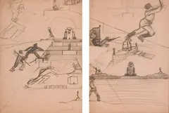 Ivan Milev, Sketches for Shipka monument, 1924, pencil on paper