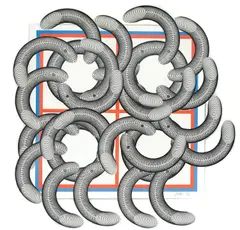 Mobile serigraphy with four circles by Miroslav Šutej, 1972., serigraphy on paper, sold May 2026