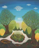 Antun Bahunek, Landscape, 1980., oil on canvas