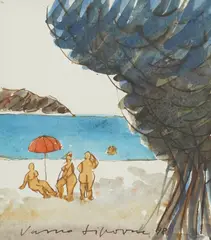Vasko Lipovac, Swimmers, 1998., ink and watercolor on paper