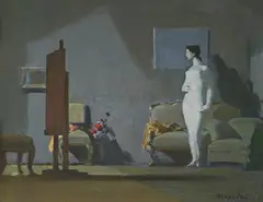 Omer Mujadžić, Nude in the Studio, oil on cardboard