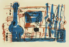 Abstraction in Blue and Brown by Zlatko Prica, 1961., serigraphy on paper, sold May 2026
