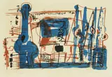 Zlatko Prica, Abstraction in Blue and Brown, 1961., serigraphy on paper