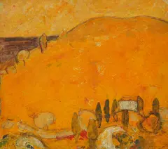 Đuro Pulitika, Yellow Landscape, oil on board