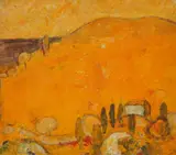 Đuro Pulitika, Yellow Landscape, oil on board
