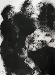 Boris Bućan, Composition in Black I., 1987., acrylic on paper