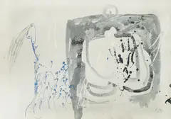Ivan Šebalj, Man with Dog, 1989., gouache on paper