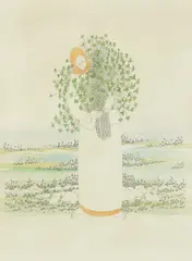 Ivan Lacković Croata, Girl with Clover, watercolor copper engraving on paper