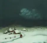 Mijo Kovačić, Winter Landscape, 1982., oil on glass