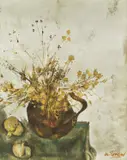 Milovan Stanić, Still Life with Rose Hips, oil on canvas