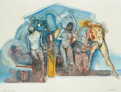 Rudolf Labaš, Time, the devourer of all things, 1989., watercolor and black ink on paper