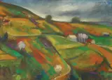 Vilim Svečnjak, Hilly Landscape, oil on cardboard