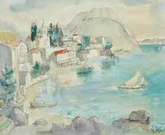 Mladen Veža, Marina, oil and ink on canvas