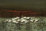 Ivan Lacković Croata, Winter Village, 1966., oil on glass