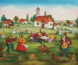 Ivan Generalić, Festival, oil and serigraphy on plexiglass