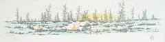 Ivan Lacković Croata, Village in a Winter Landscape, watercolored copper engraving on paper