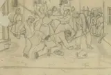 Ivan Generalić, Battle, pencil on paper