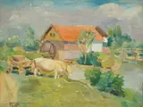 Krsto Hegedušić, Landscape with a Mill, 1935., oil on canvas mounted on card