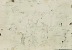 Josip Generalić, Hunter, 1963., pencil on paper