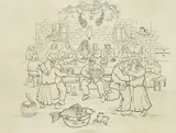 Ivan Generalić, Joy in the Tavern, 1982., ink on paper