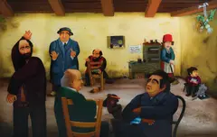 Josip Generalić, Goran among doctors, 1975., oil on glass