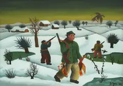 Josip Generalić, Hunter, 1963., oil on glass
