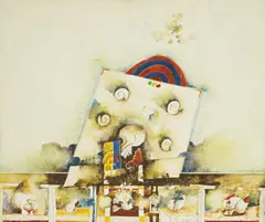 Matko Trebotić, Snail Tower, 1987., oil on plywood